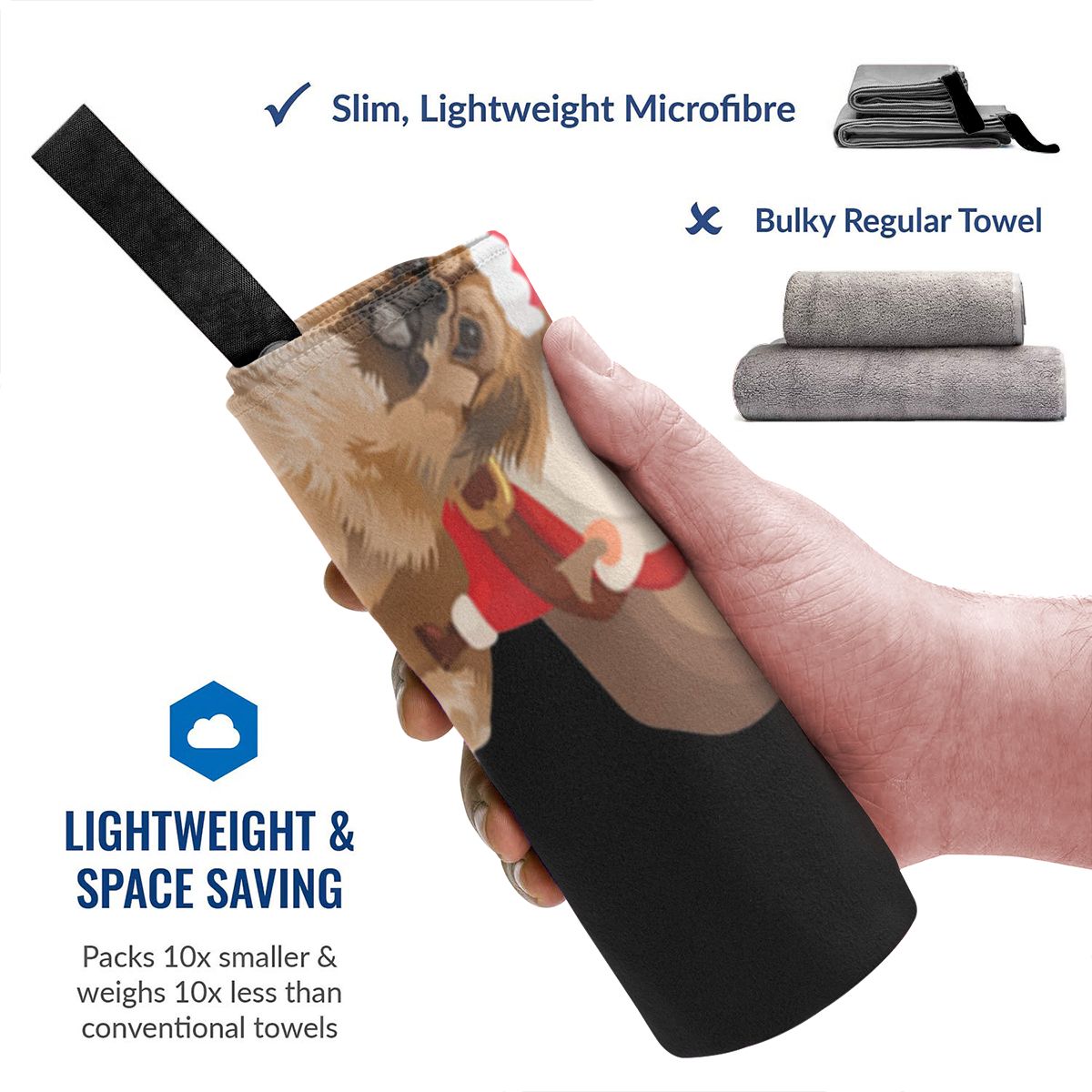 Top Santa Rijden Pekinees Kerst Pyjama Jongen Klassieke Geïnteresseerd Westerse Stijl Ontwerpen Strand Badhanddoek