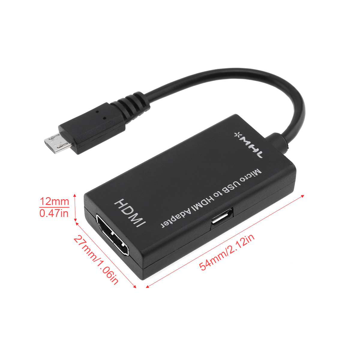 Cable de salida USB Universal Negro HD, Cable de 8cm, adaptador a HDMI, compatible con dispositivos Mhl para televisión HD, compatible con teléfonos móviles 1 unidad