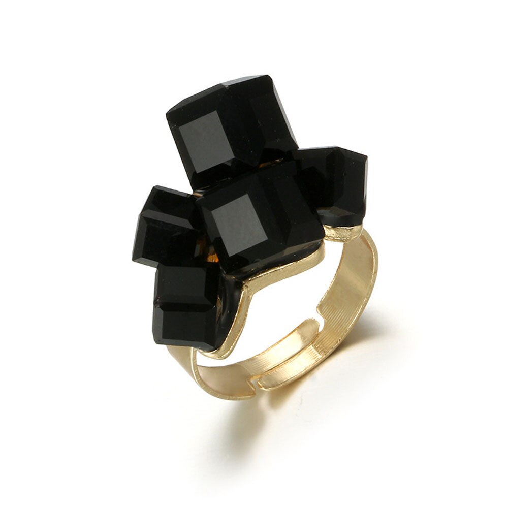 Conjunto de anillos Midi con apertura de dedo nudillo para Mujer, 1 Uds. De diamantes de imitación dorados y negros antiguos, joyería Punk con estilo