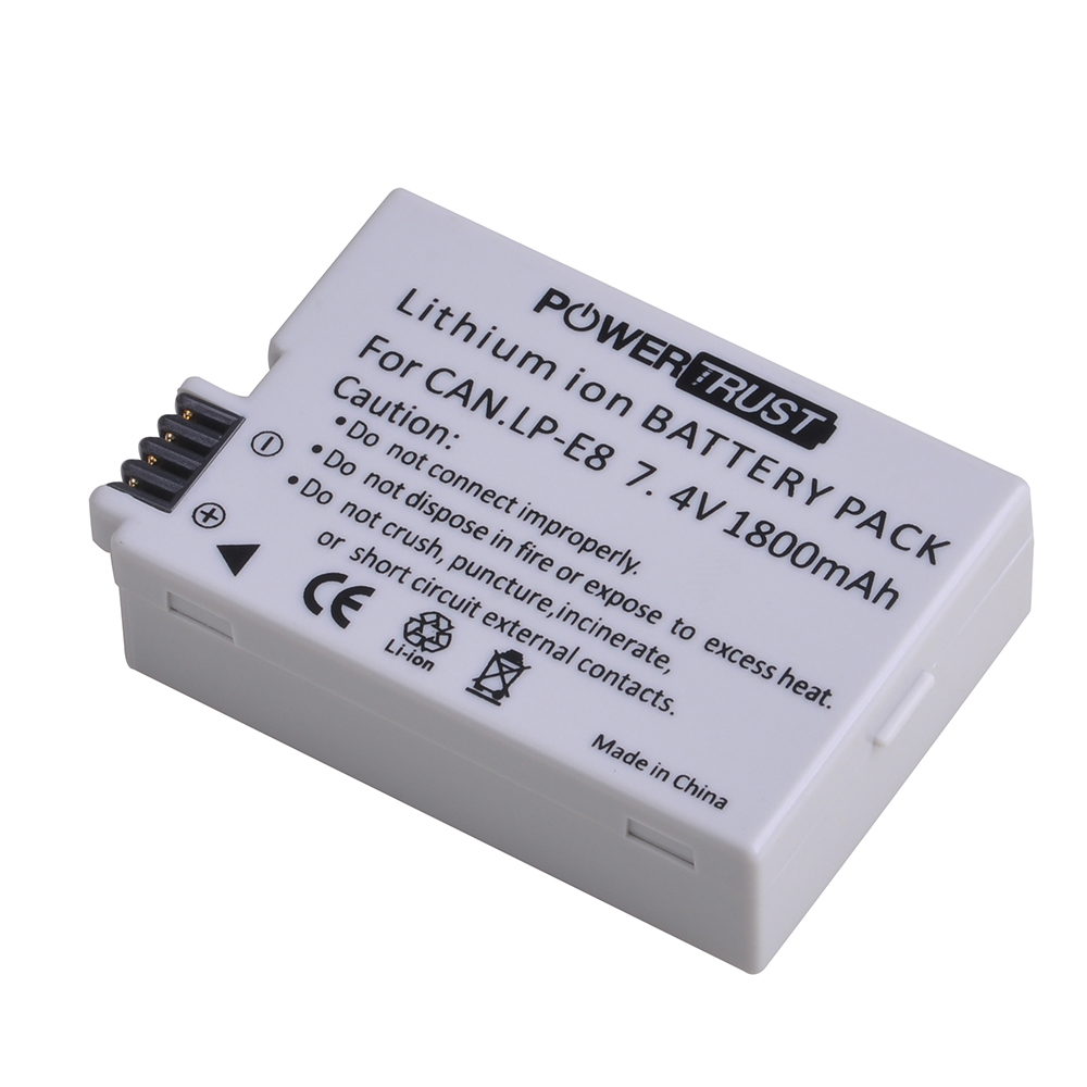 PowerTrust LP-E8 LPE8 LP E8 Batterie pour Appareil Photo Canon EOS 550D 600D 650D 700D baiser X4 X5 X6i X7i Rebelles T2i T3i T4i T5i