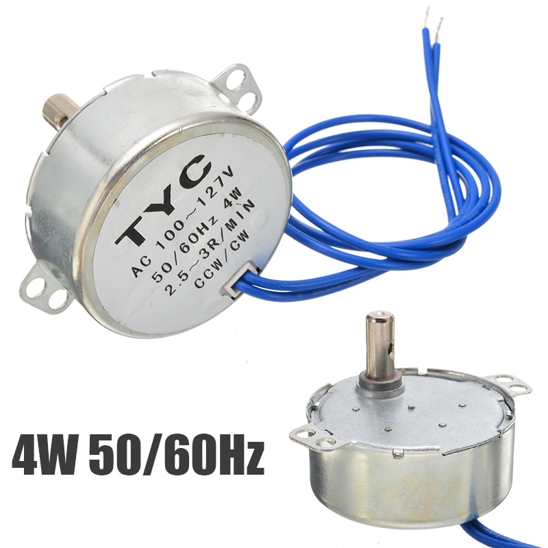 Turntable Synchronous Motor CCW/CW Direction 4W 50/60Hz 2.5-3RPM AC 100-127V Electric Synchronous Motors For Fan Burn Oven