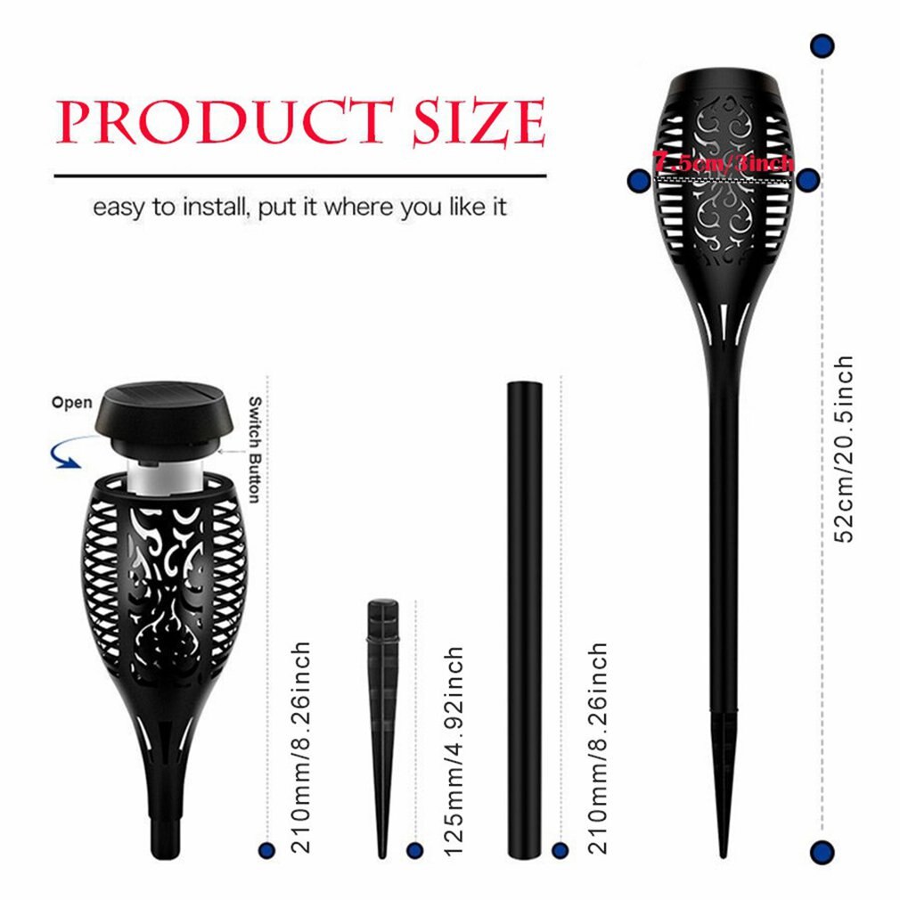 12Led Solar Flame Lamp Outdoor Induction Torch Lamp Garden Courtyard Ground Decorative Landscape Lamp