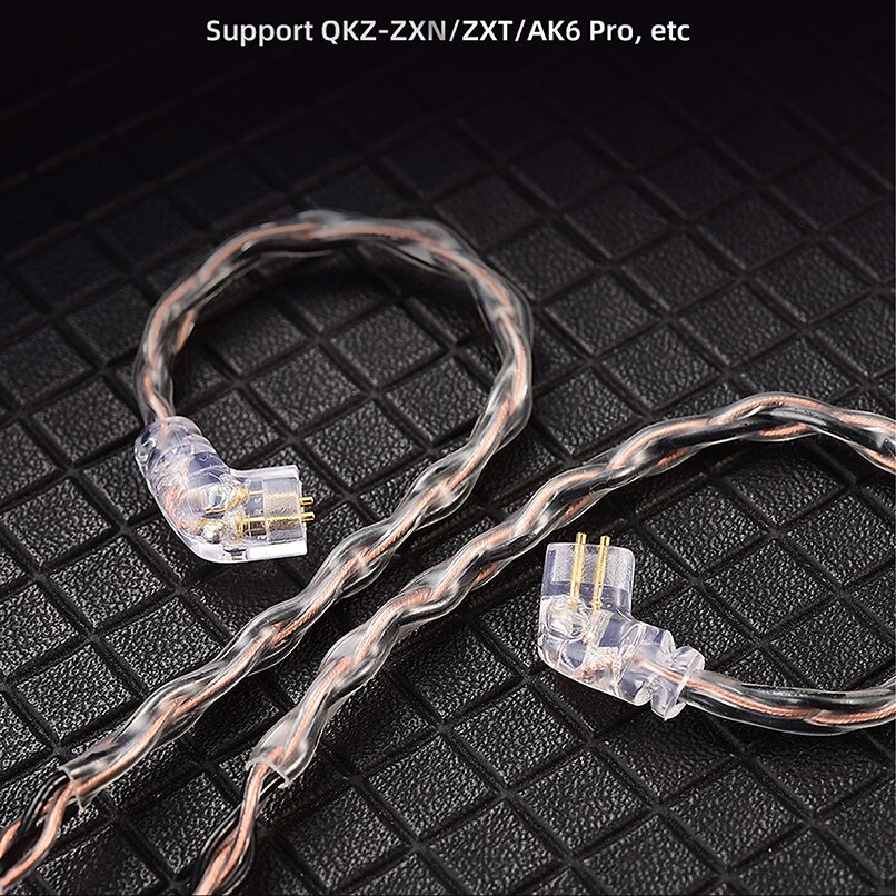 QKZ-Cable de actualización de auriculares T1, accesorio Chapado en plata de ocho hebras, aguja de 3,5mm, 2 pines, 0,75mm, mejora de la del sonido para KZ TRN CCA ZSN