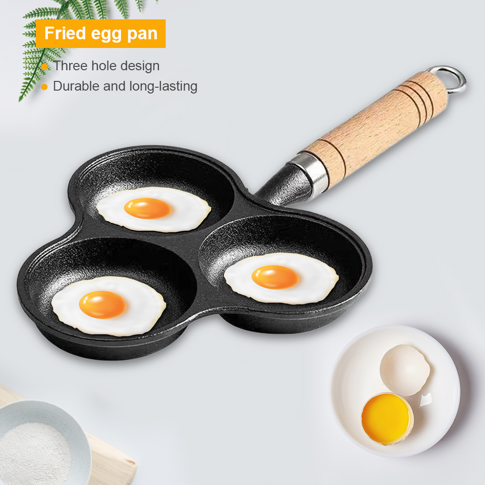 3-Cup Gietijzeren Ei Koekenpan Non Stick Eierkoker Omelet Pan Gebakken Ei Pan Voor Ontbijt Gebakken Ei pannenkoeken Steaks Hamburger