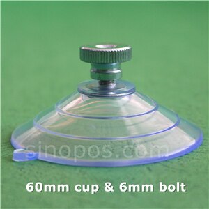Ventosa con tornillo para pulgar, tuerca de metal con rosca, ventana de cristal para el baño, montaje en pared, accesorio de mobiliario soporte de señal: 60mm with 6mm bolt