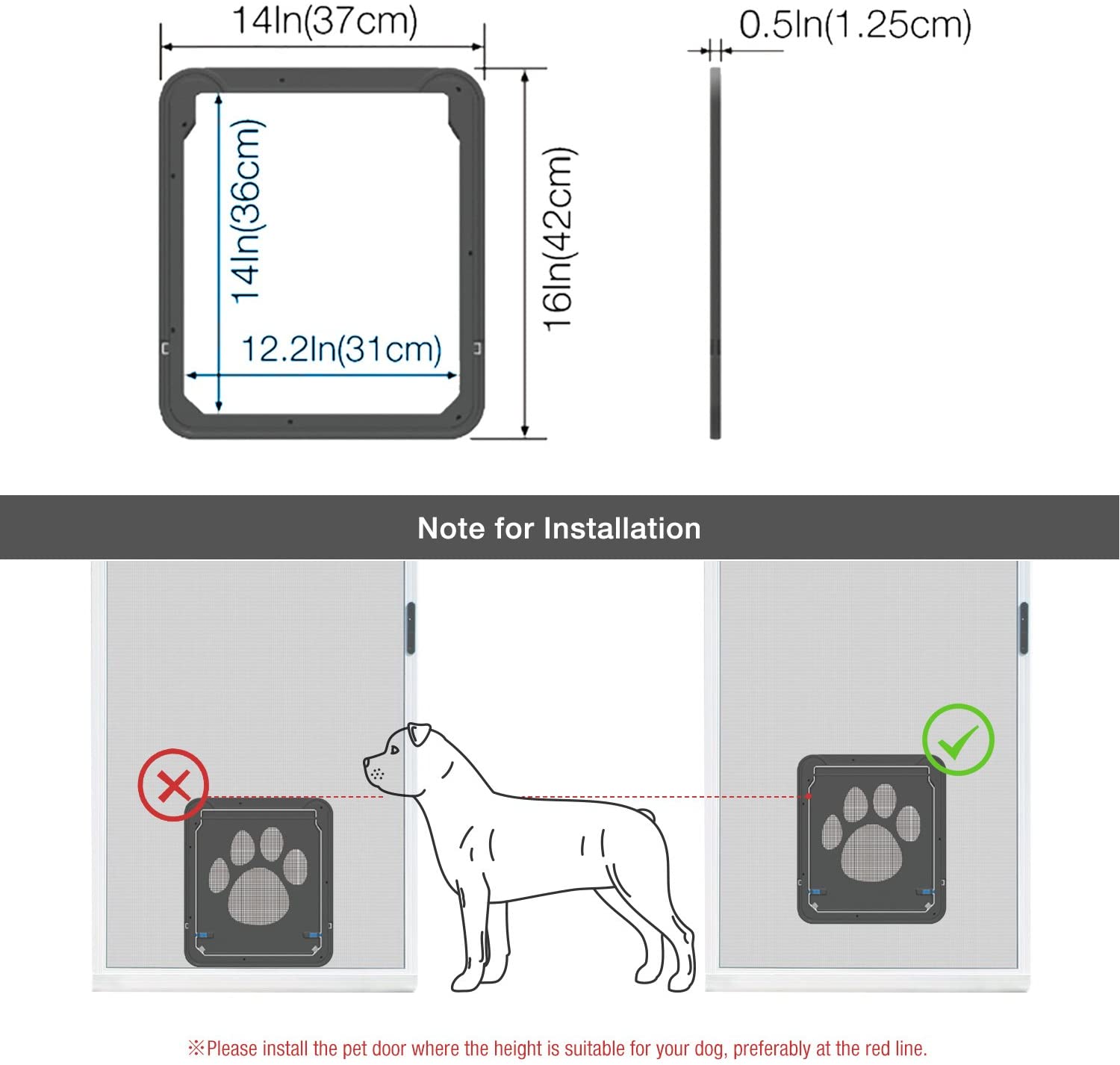 Pet Screen Door Lockable Sliding Screen Dog Door with Magnetic Flap for Exterior Enter Freely Pet Door for Small Large Dogs Cats