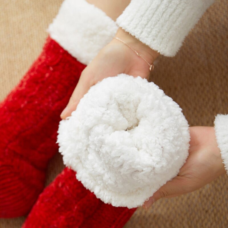 Dames Leuke Casual Dikke Warme Winter Antislip Vloer Sokken Vrouwen Gebreide Acryl Fleece Antislip Thermische Indoor Slaapkamer Crew sok