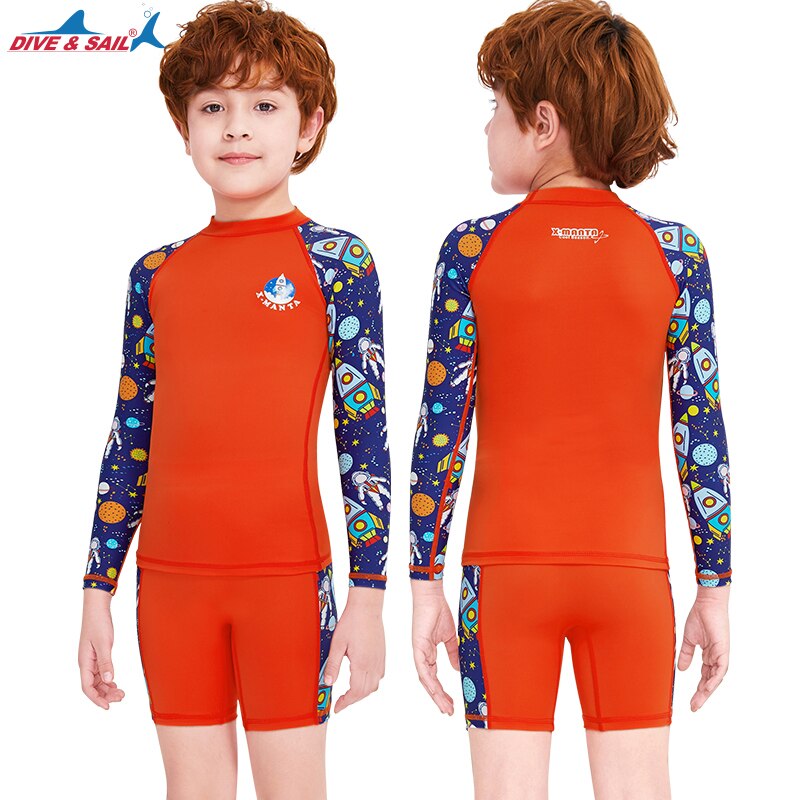Ragazzi ragazze 2 pezzi set costume da bagno manica lunga camicia da nuoto e fondo protezione solare UV costumi da bagno Rash Guard UPF50 +