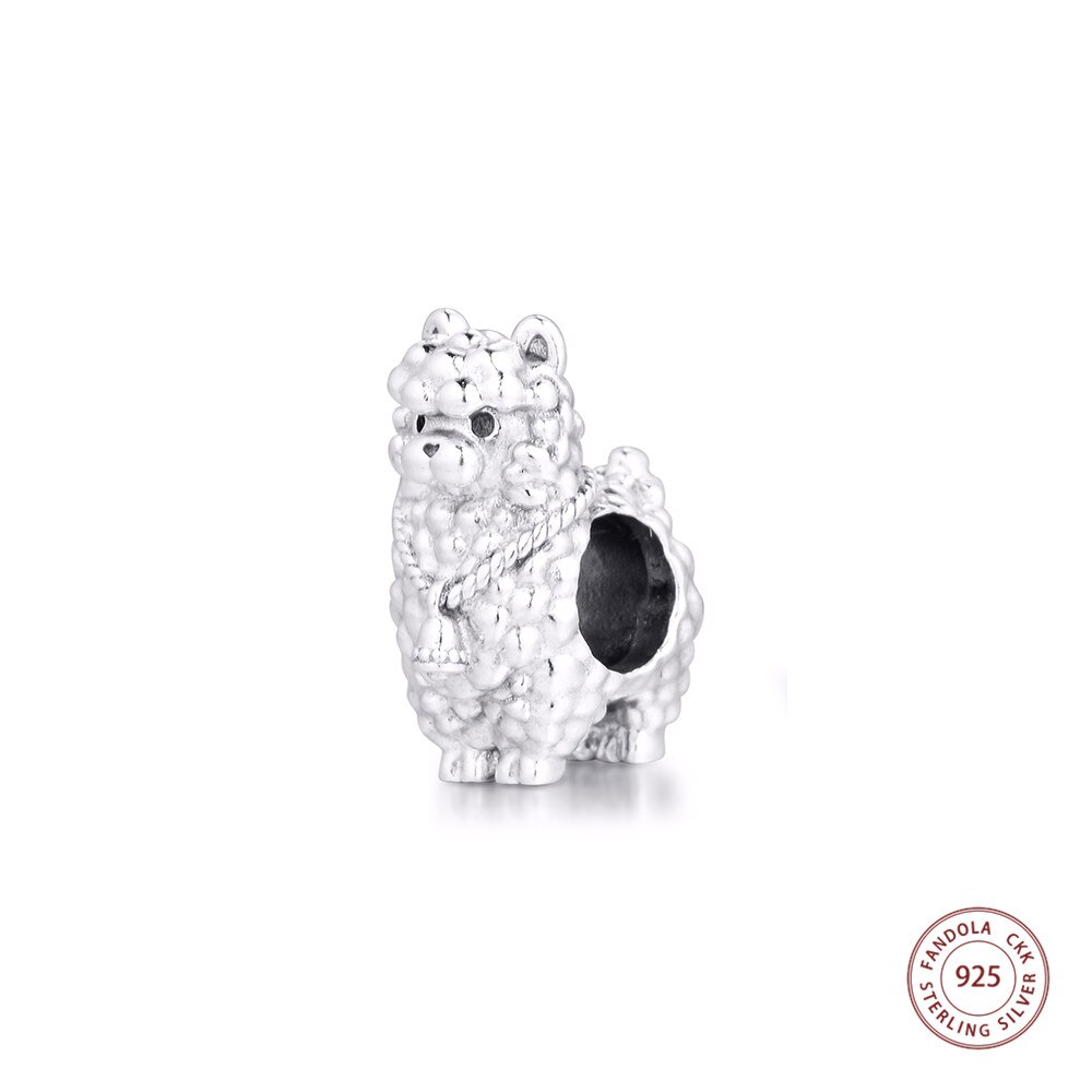 herbst Echt 925 Sterling Silber Flauschigen Lama Tier Charme Passt Original Armband Metall Perlen für Schmuck Machen bijoux