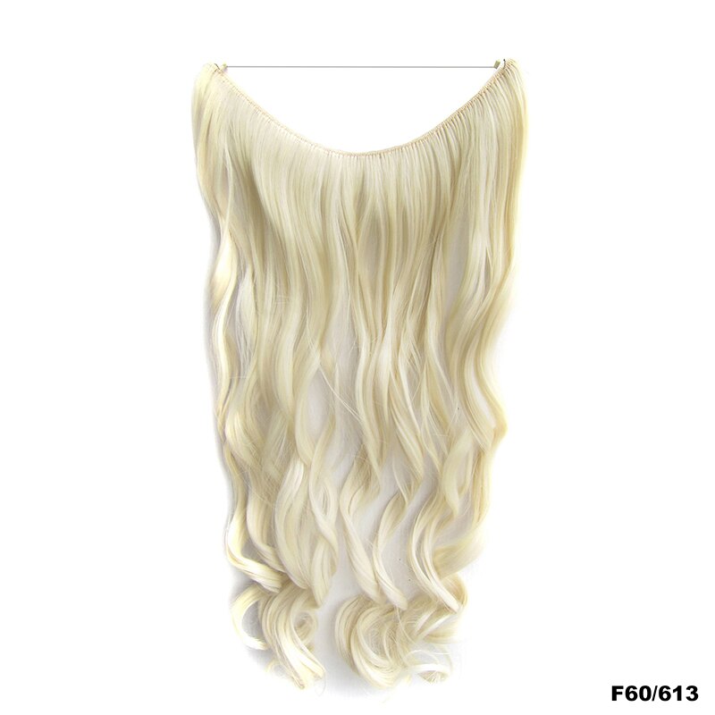 Similler-extensiones de cabello sintético para mujer, hilo Invisible de 24 pulgadas, sin Clips, rizado largo, línea de pescado secreta, 100g