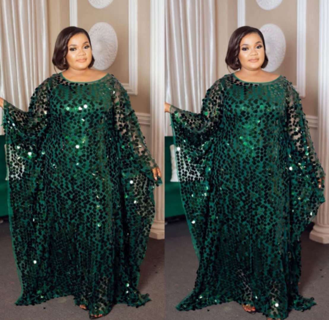 2 Delige Set Afrikaanse Jurken Voor Vrouwen Plus Size Lovertjes Gown Afrikaanse Kleding Plus Size Kleding Voor Vrouwen Afrikaanse Jurk vrouwen: green