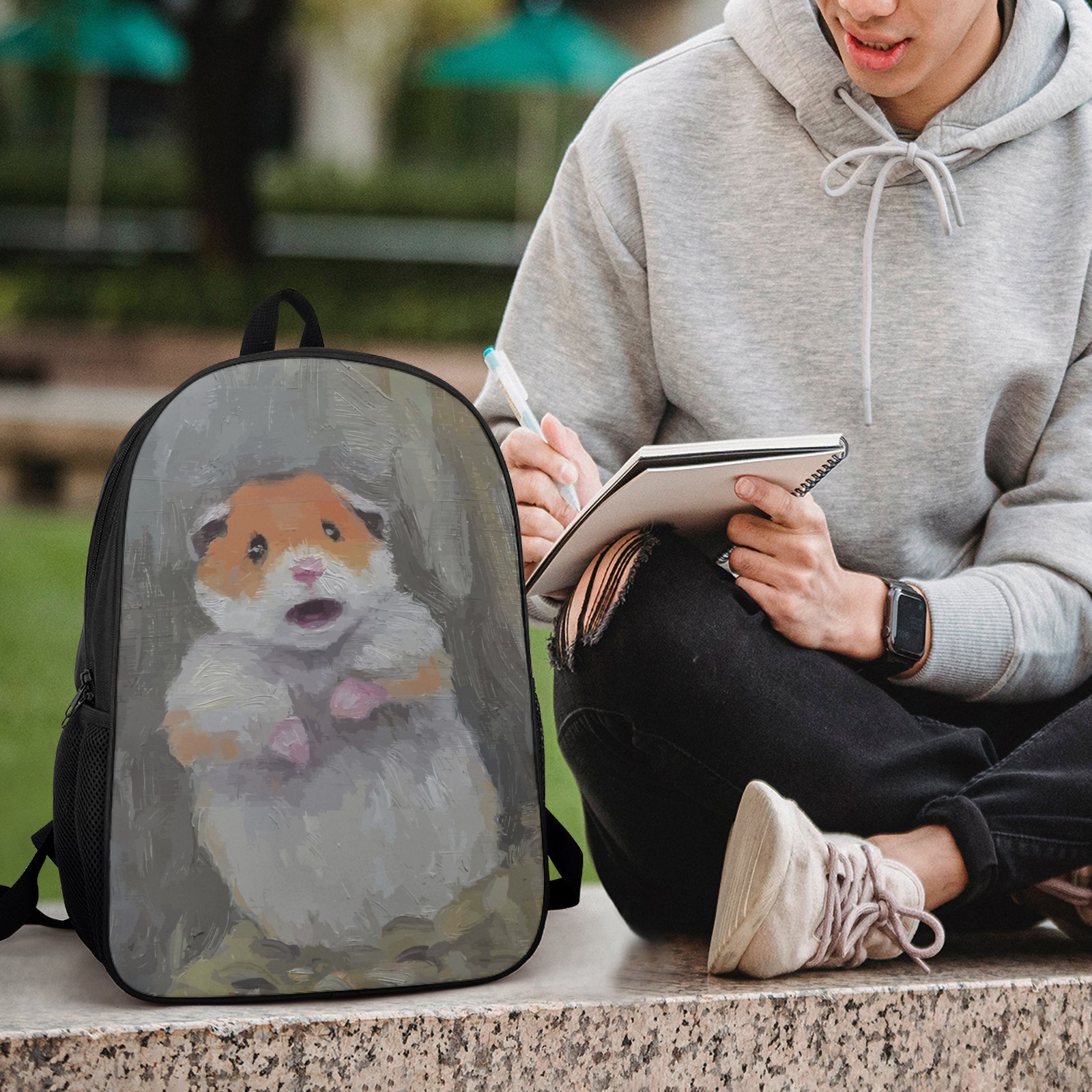 Hamster Meme Backpack Printed Book Bag School Teenager'S Backpack 17 Inch School Backpack Bag