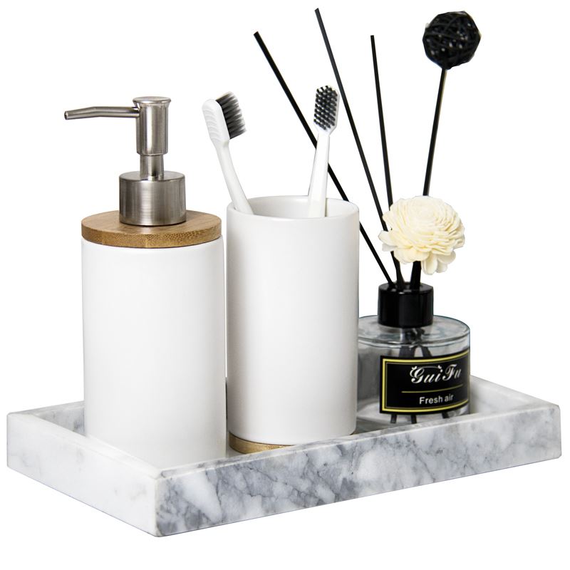 Ceramic Bamboo Bathroom Tumblers Mouth Cup Toothpaste Toothbrush Holder Soap Dispenser Kitchen Dishwashing Liquid Container
