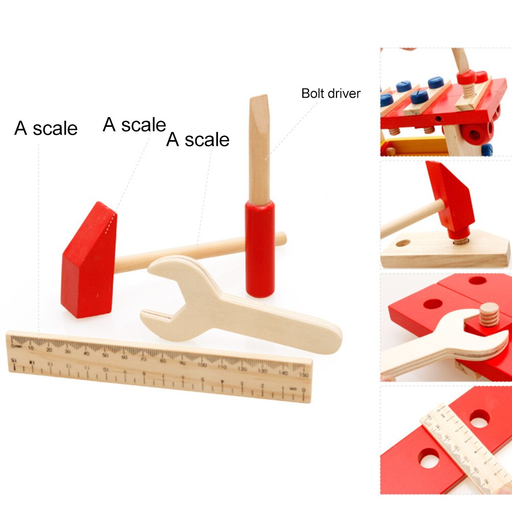 Børnesæt ingeniør pædagogisk trælegetøj foregive leg kid skruenøgle arbejdsværktøj sæt skruetrækker skala