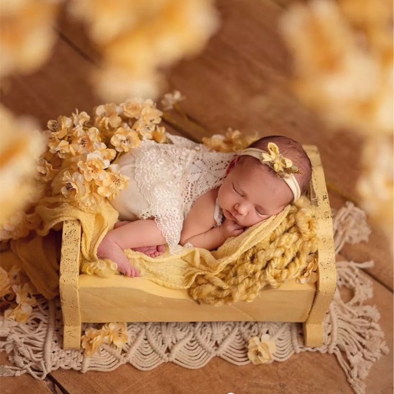 Nyfødte tæppe fotografering rekvisitter, håndvævet makrame pude tæppe med kvast, baby fotografering rekvisitter