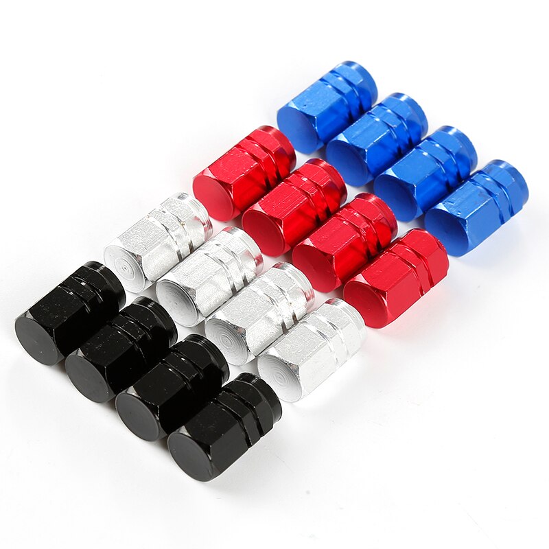 Juego de 4 válvulas sin depósito de aluminio, para neumático de coche, con tapones de válvula a prueba de polvo, accesorios para automóvil