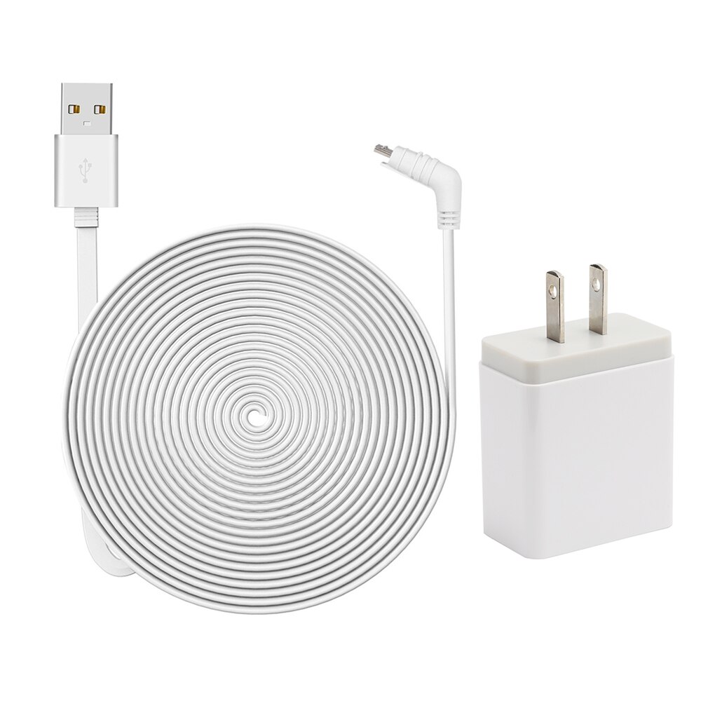 Câble d'alimentation de charge 6M/20ft convient pour Arlo Pro Arlo GO câble plat câble Micro USB cordon d'alimentation de charge: US Plug