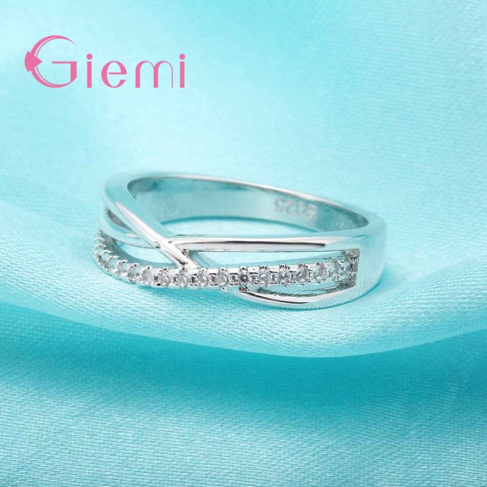 Cubic Zirconia Rings For Women Filled Crystal Type Trendy 925 Sterling Silver Rings Jewelry Bijouterie