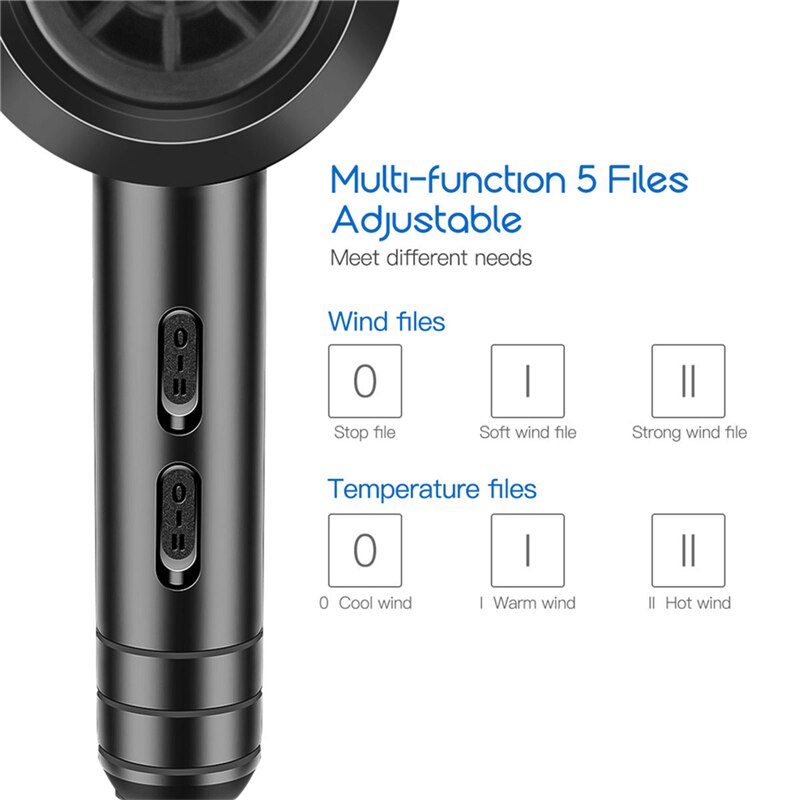 Hair Dryer Large Power Compact Stylish Blow Dryer Quick Drying Travel Hair Blow Dryers With Low Noise Wind Gear&Temp Adjustable