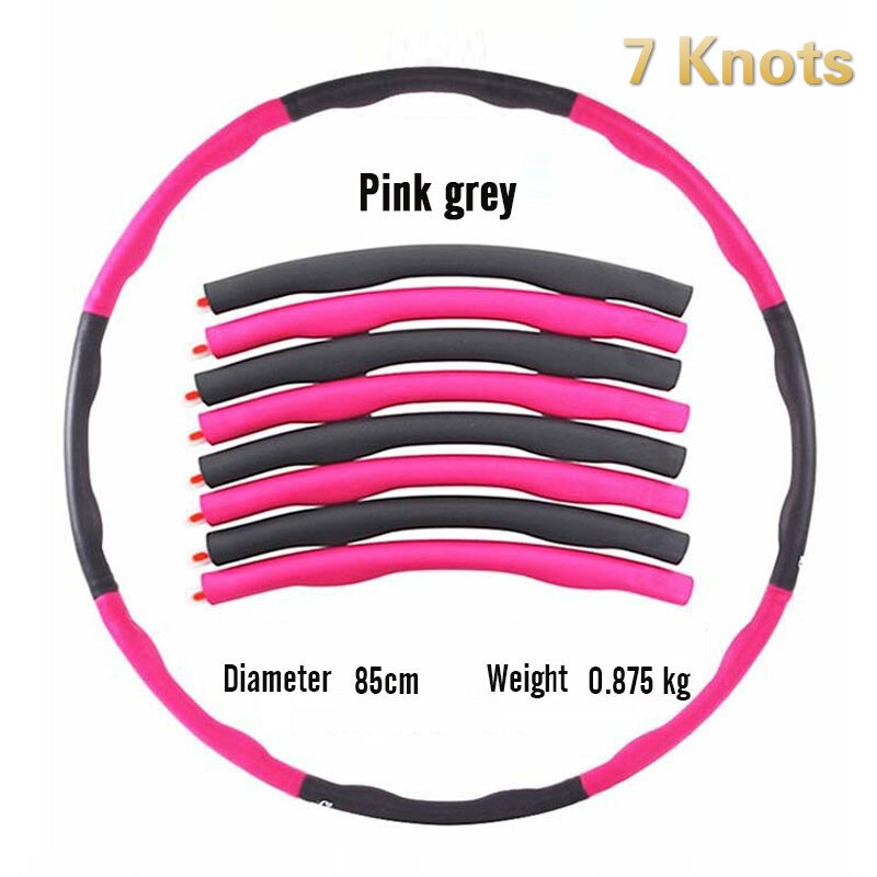 6/7/8 Knots Sport Equipment Fitness Hoop Detachable Foam Ring Adult Gymnastic Circle Thin Waist Exercise Hoop: Sky Blue