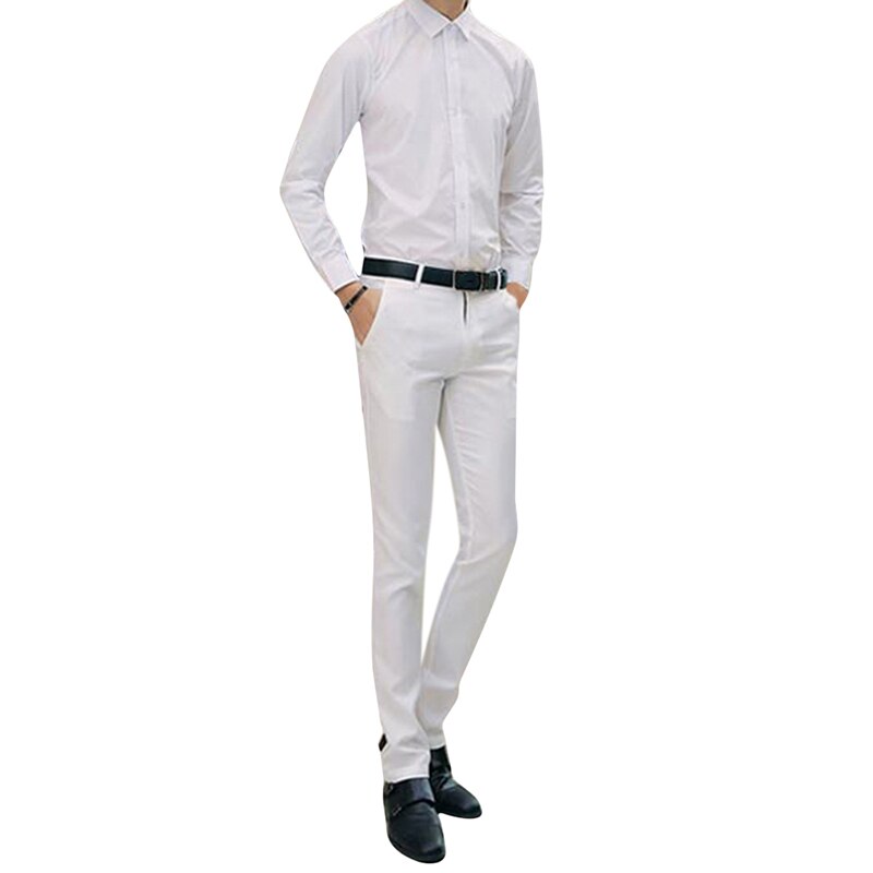 Dress bukser menn dress bukser herre business bukser mann mann rett bukser solid passform smart klassiske bukser