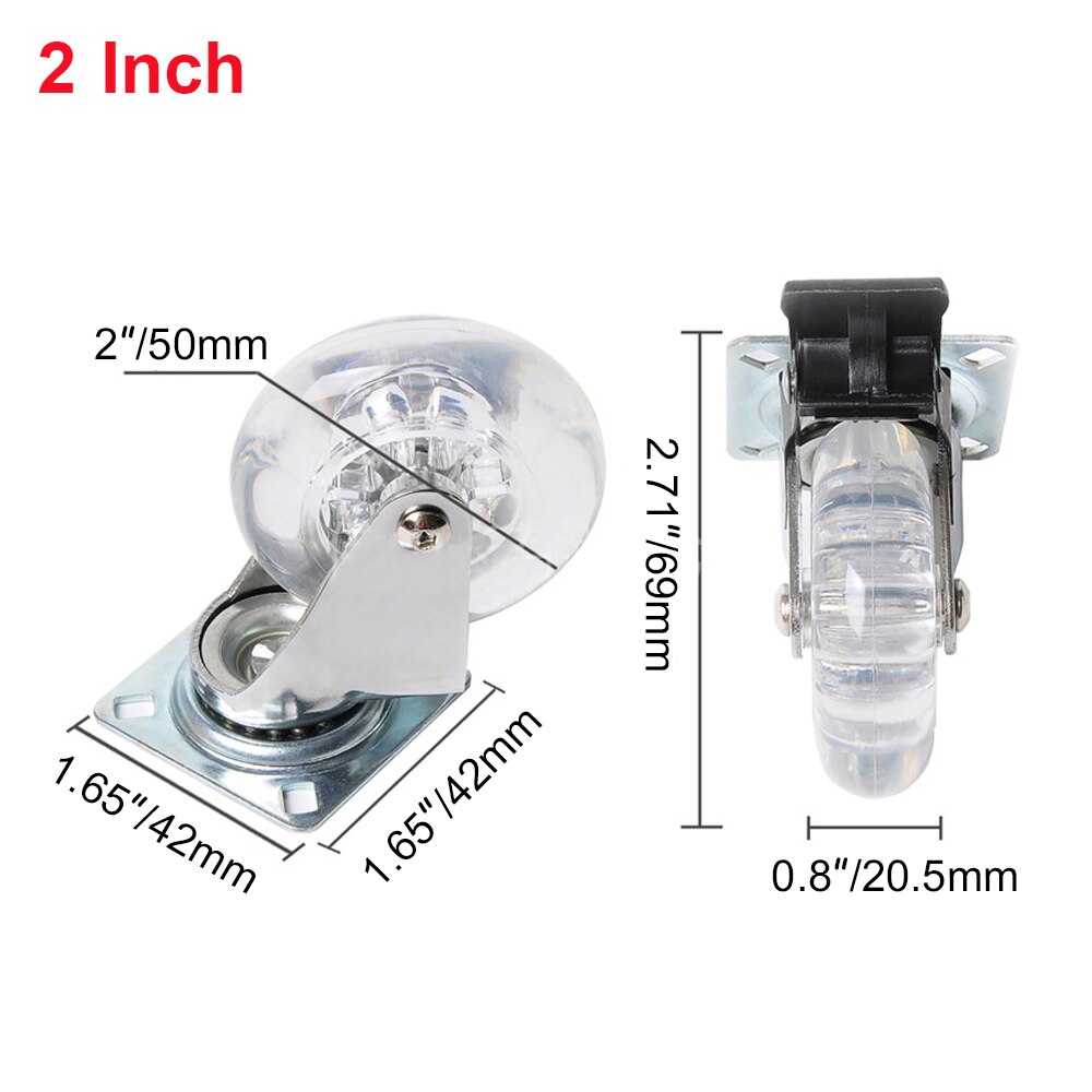4/1Pack 2 inch 360 Degree Swivel Caster Wheels with brake no brake Heavy Duty No Noise Wheel For Furniture Cabinet Sofa Caster: 1PC with brake