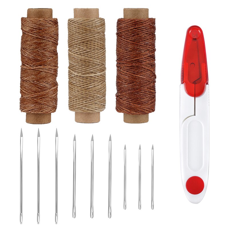 Leather Sewing Working Kit Hand Sewing Needles Waxed Thread With Yarn Thread Scissor For DIY Leathercraf Tools: Type1