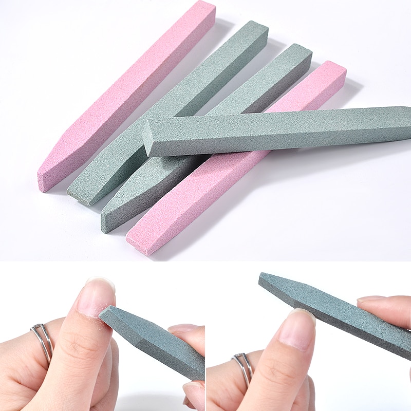 1Pcs Unieke Stone Nail File Cuticle Remover Trimmer Buffer Nail Art Tool Roze Groen 2 Kleur Opties
