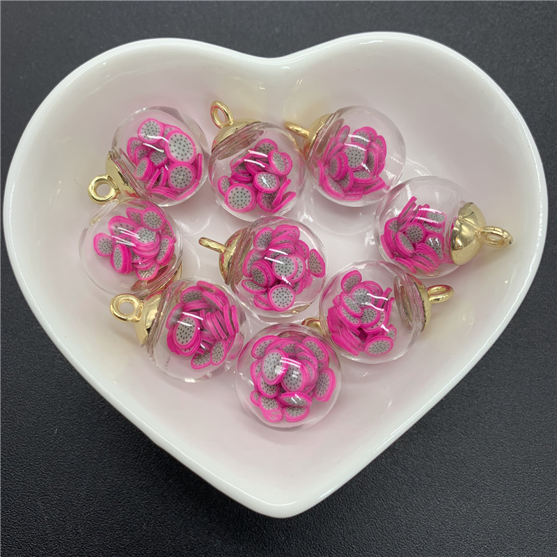 5 teile/los 16mm Mini Glas Flaschen Mit Obst Ton Charms Anhänger Perlen Für Schmuck Machen DIY Ohrring Charme: Himmel Blau