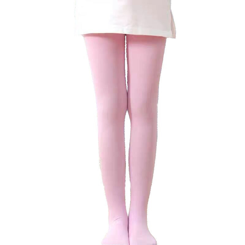 Solid Color Girls Ballet Dance Pantyhose Spring Summer Cotton Elastic Stretch Skinny Girls Stockings Brathable Velvet Tights: Pink tights / 1 to 3 year