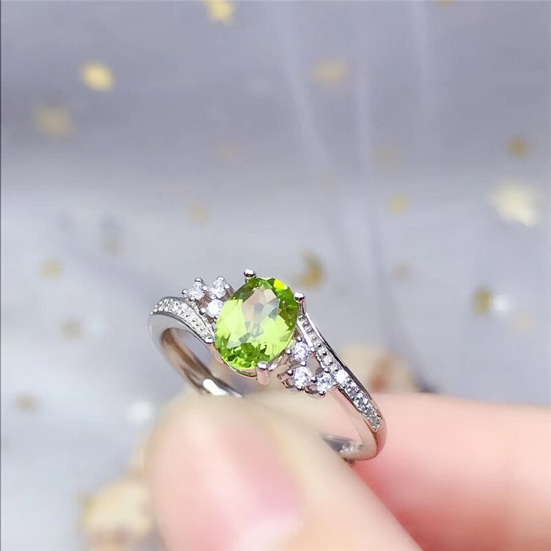 LeeChee peridoto naturale anello reale 925 argento sterlina del solido gioielli per le donne del regalo di anniversario verde gemstonge libera la nave