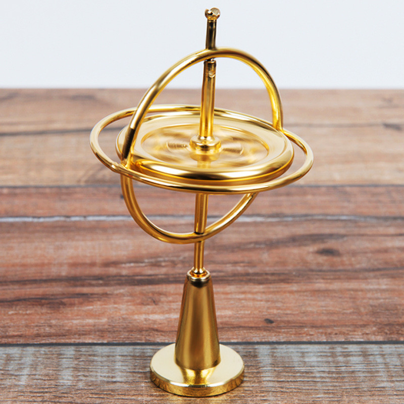 Gyroscope à décompression en alliage métallique pour enfants, jouets classiques éducatifs scientifiques: gold