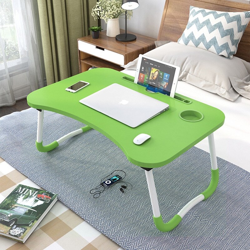 wooden foldable computer folding laptop desk table for beds and sofa: Green