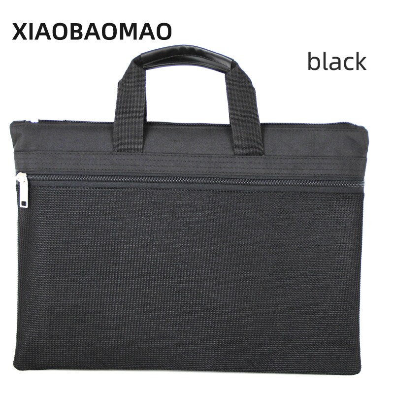 mesh oxford arkivpose  a4 dokumentpose  a4 glidelås dobbeltlags  a4 dokumenter arkivpose mappe kontorkoffert virksomhet: Svart