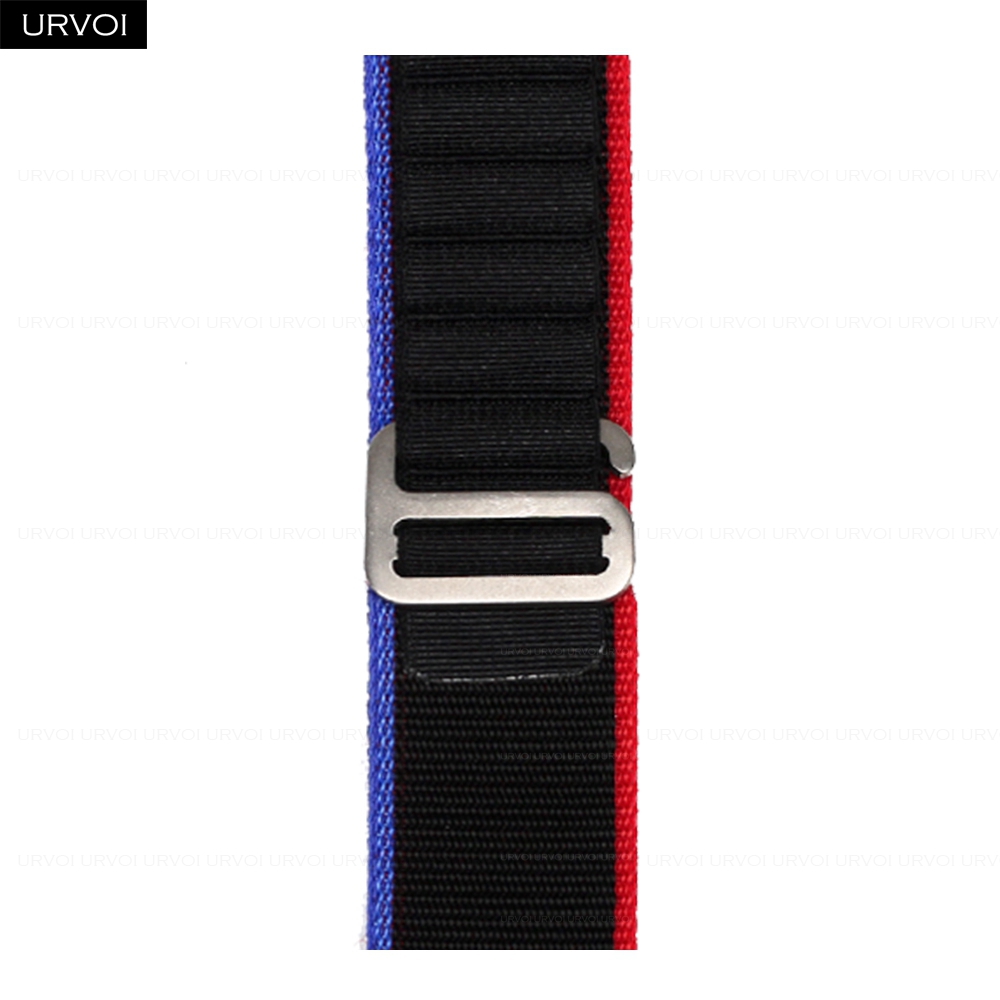 URVOI Band für Apfel Uhr Ultra 2 1 Armbinde Serie 10 9 8 7 6 SE alpin Schleife schwarz G-Haken-Verschluss gewebtes Polyester für iWatch 49 mm: Schwarz Grün