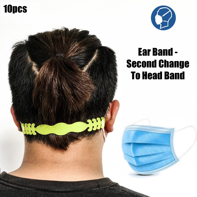 10 stk hovedbæltebånd til engangsmaske ørebånd andet skift hovedbælte maske ledsager udløser tryk på øre arbejdssikkerhed: Gul