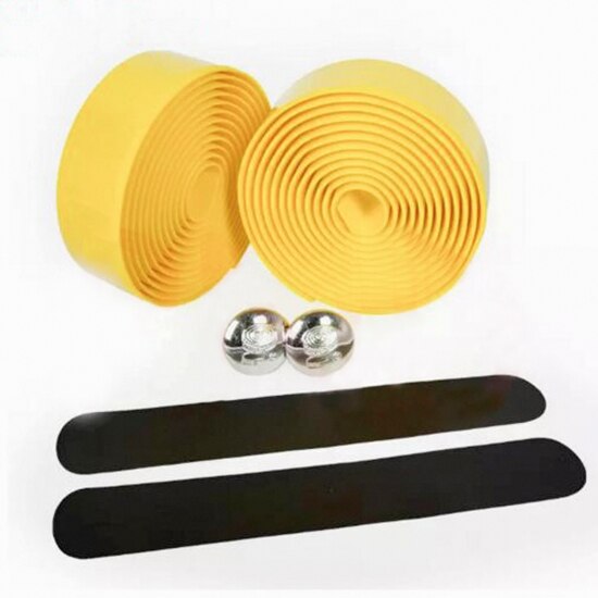 2 uds cinta para manillar de bicicleta cubierta para volante Correa antideslizante para manillar de bicicleta cinta de goma accesorios para manillar de bicicleta: YELLOW