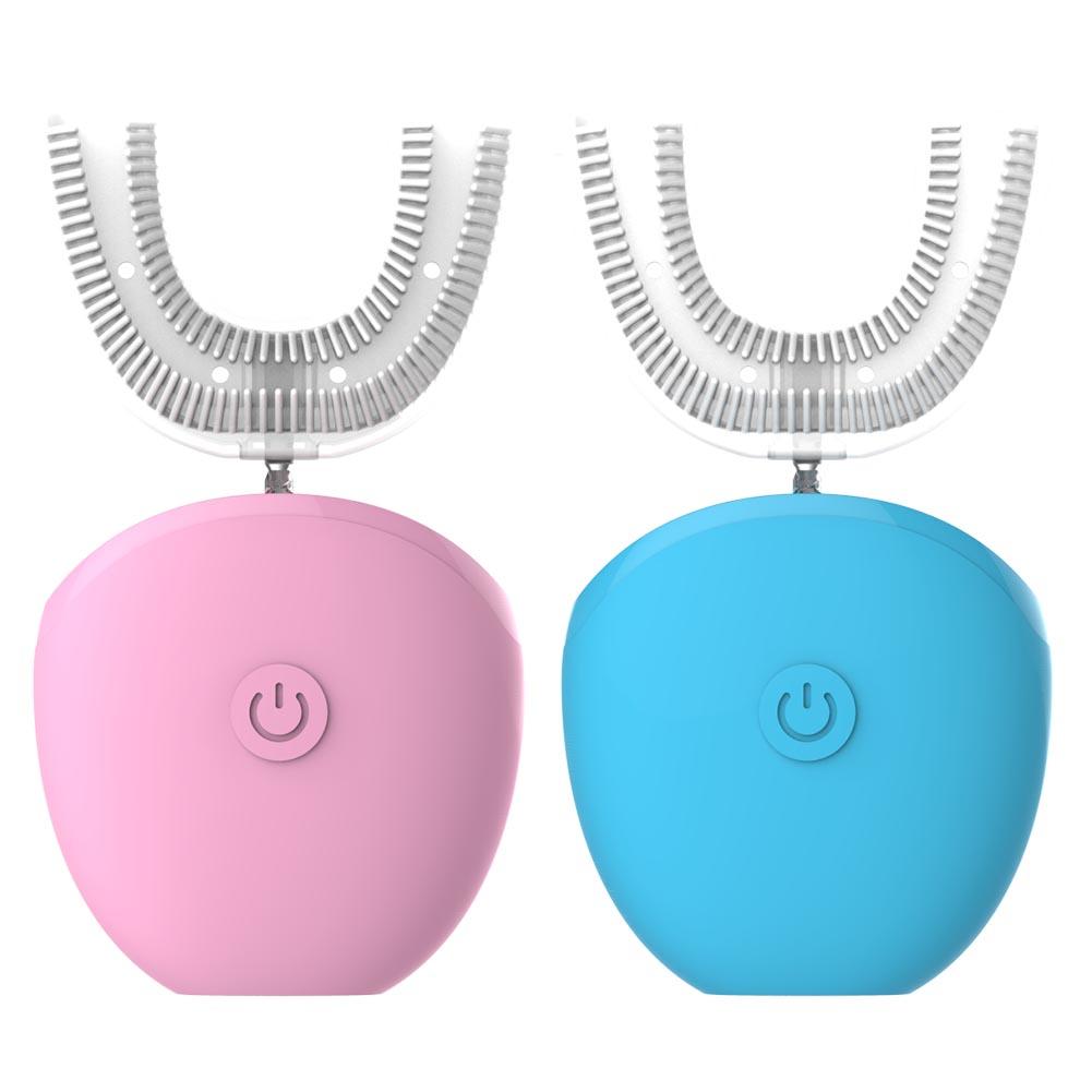 360 Degrees Sonic Automatic Electric Toothbrush USB Rechargeable Intelligent Ultrasonic Silicon Toothbrush 4 Modes U Type Timer