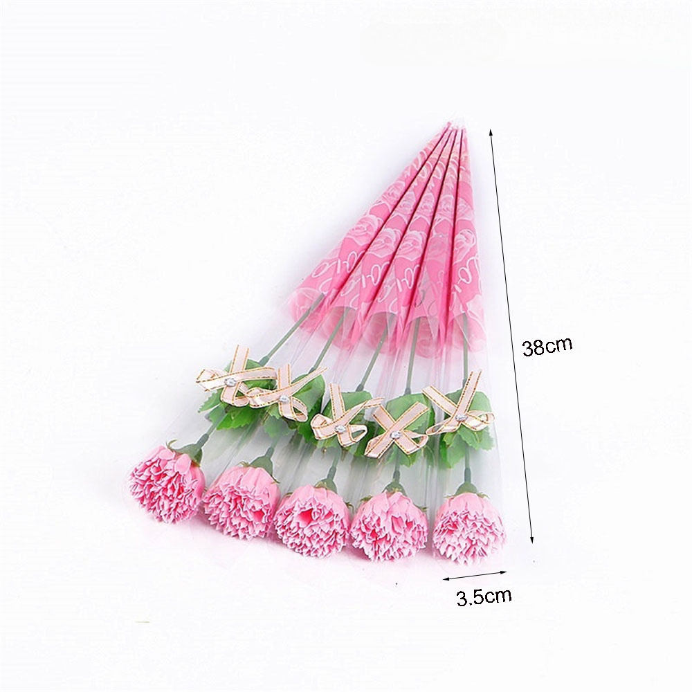 1 Piece Single Stem with Plastic Packaging Soap Made Flowers Artificial Carnation Bouquet Valentine's Day