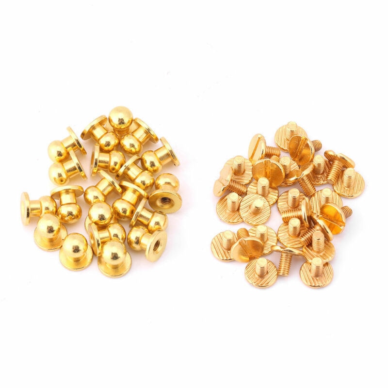 20Pcs Screwback Stud Schroef Ronde Kop Massief Messing Nail Klinknagel Knop Diy Leer: 10X8X10 Gold