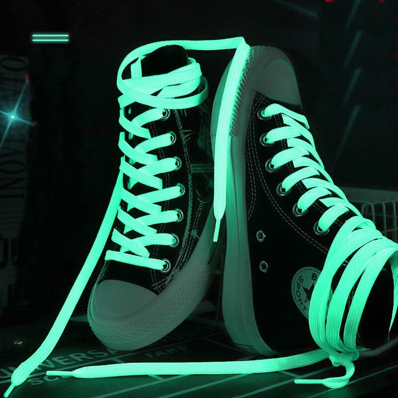 1 Paar 100Cm Lichtgevende Schoenveters Platte Sneakers Canvas Veters Glow In De Donkere Nacht Fluorescerende Shoestrings 6 Kleuren