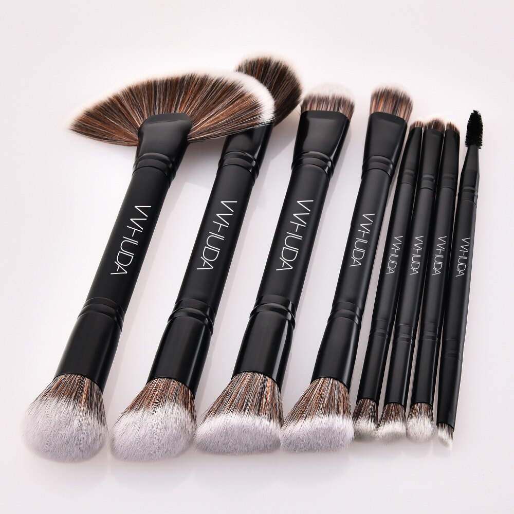 Vvhuda duo kwast 8 -delige make-upset poeder foundation buffer contour synthetisch cosmetisch gereedschap dubbelzijdig