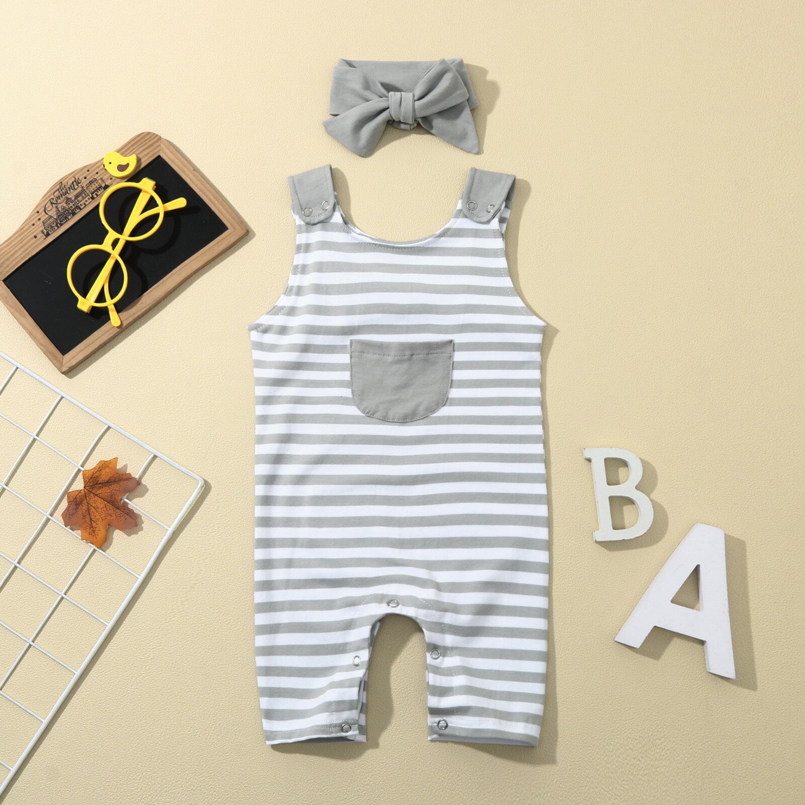 Baby Boys Girls Summer Clothes Striped Pocket Rompers 0-24M Cute Baby Overall Jumpsuit Vacation Clothes Beach Jumpsuit