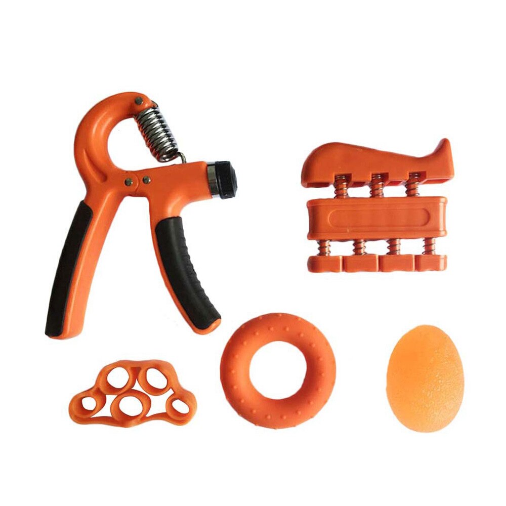 Adjustable Heavy Duty Manipulator Fitness Hand Trainer Grip Wrist Grip 5-Piece Set 5-60Kg Increased Strength Spring Finger Pinch: Orange