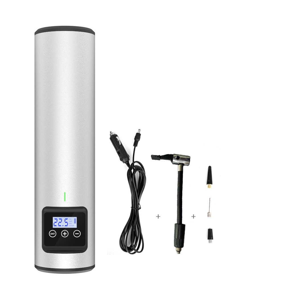 Car Air Pump 2000mA Lithium-ion Battery Rechargeable Portable Wireless Tire Inflator Digital Display Emergency Pump For Car Tire: silver wired