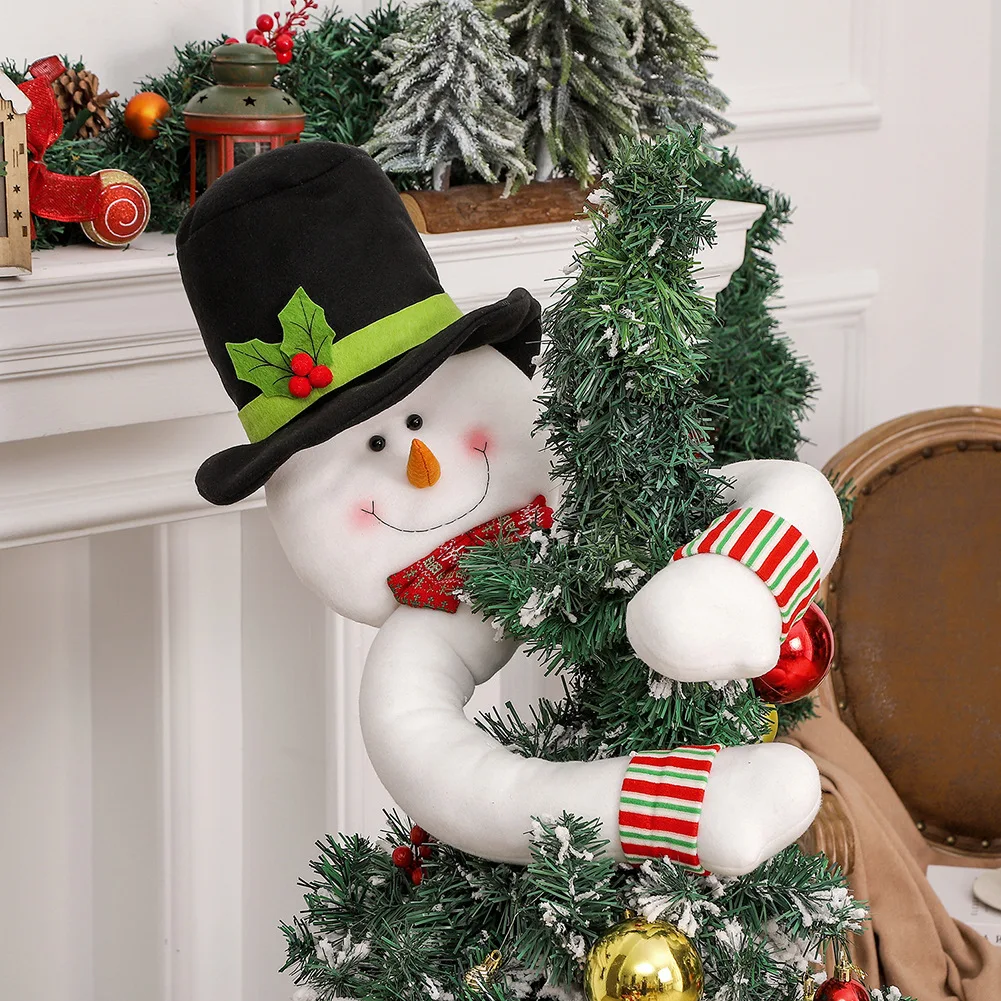 Christmas Decorative Supplies Christmas Tree Top Star Old Man Snowman Christmas Tree Hat Decoration Home Scene Decoration: Light Grey