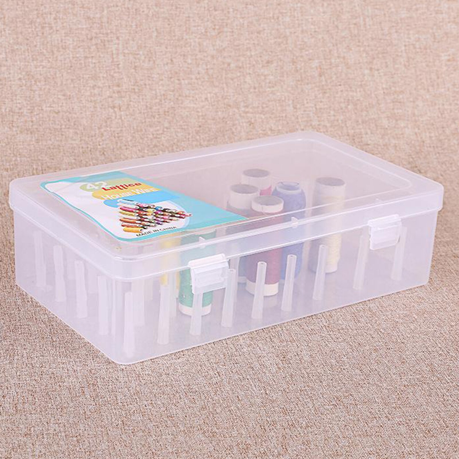 Sewing Thread Holders Storage Container with 42 Compartments, Clear, Large