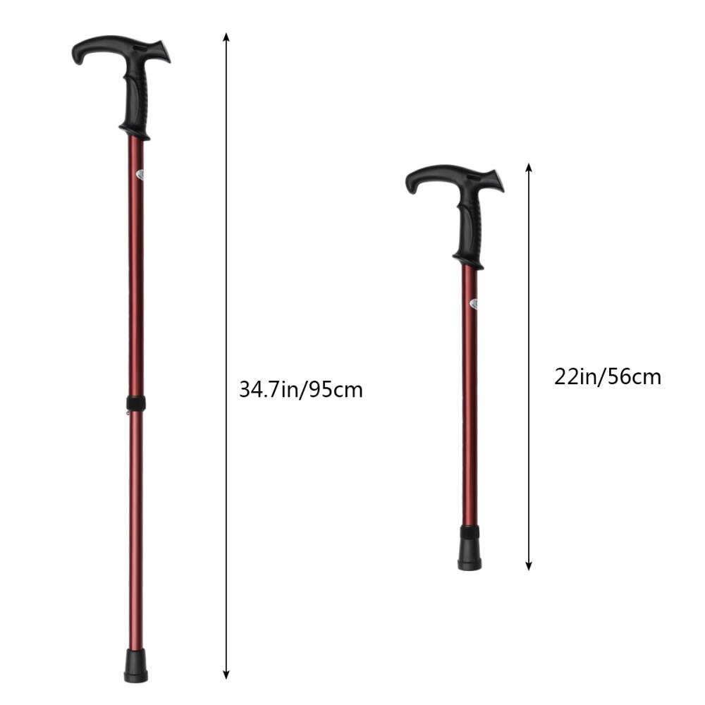 Six-section Telescopic Trekking Pole Walking Cane Aluminium Alloy Anti-skid Adjustable Walking Stick (Brown)