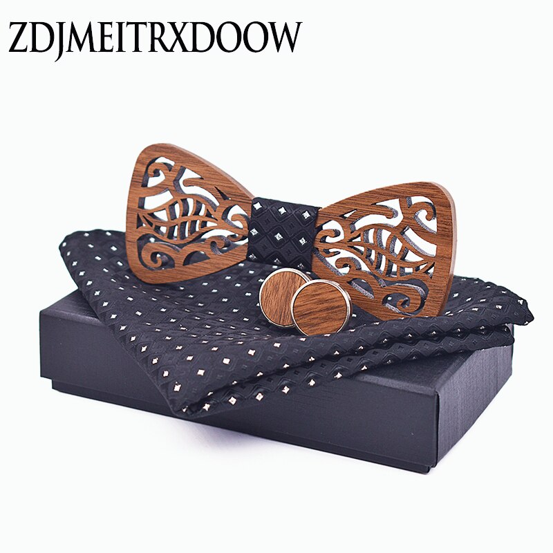 Nueva decoración de madera, corbata, gemelos, conjunto de vestido de , caballero, pajarita de madera, conjunto de , Corbatas Para Hombre, mariposa