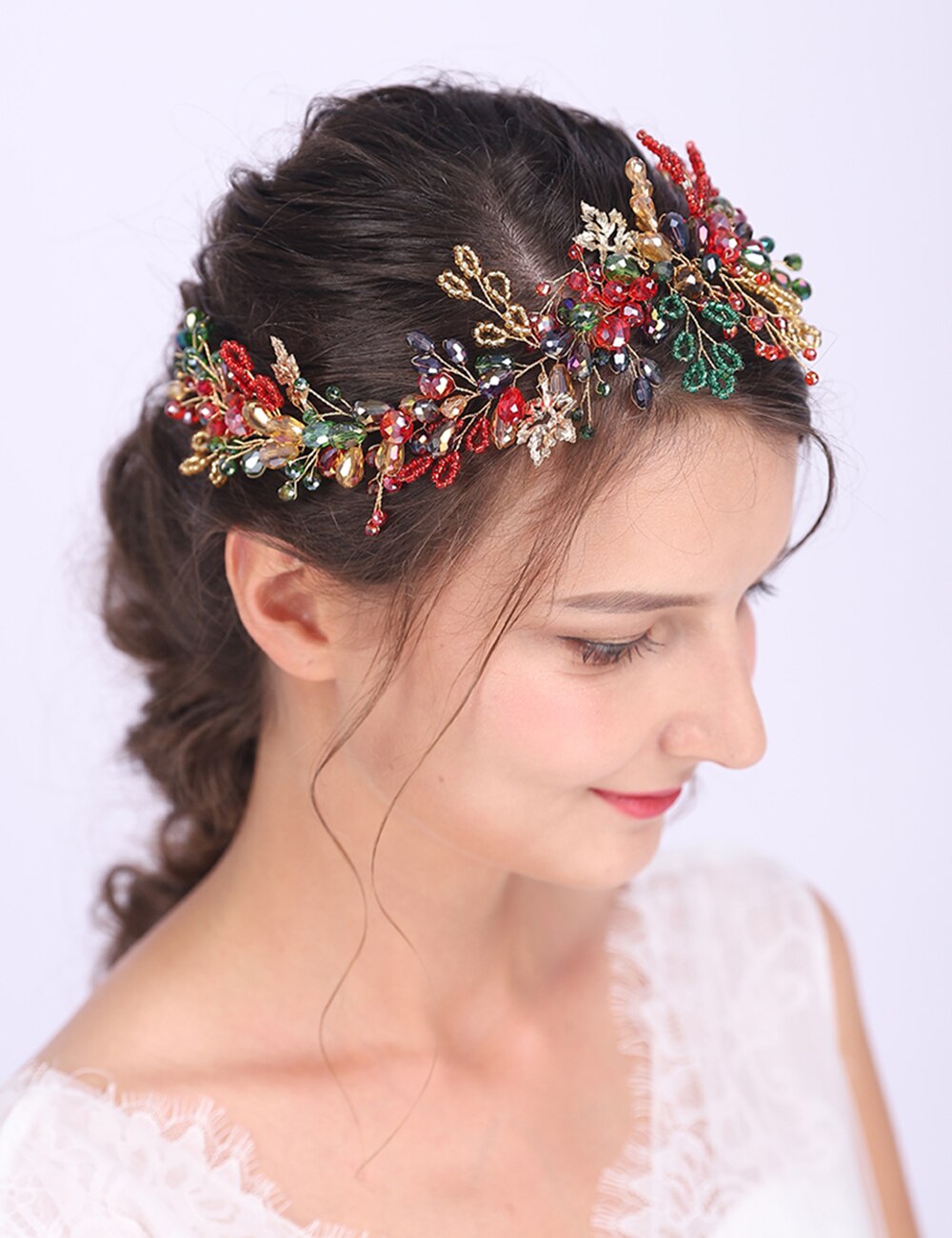 Coroa de flores brilhante de cristal boêmia, acessórios de cabelo de casamento, damas de honra, presente, arco de cabeça, ornamentos de banquete para mulheres